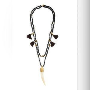 India Hicks FREE SPIRIT Himalayan Gray Beaded Necklace with Tassels